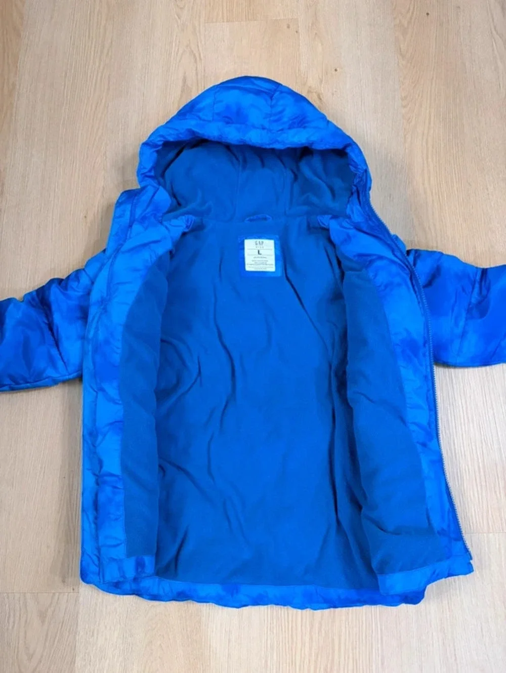 Boys Gap Kids Blue Hooded Puffer Jacket Size L